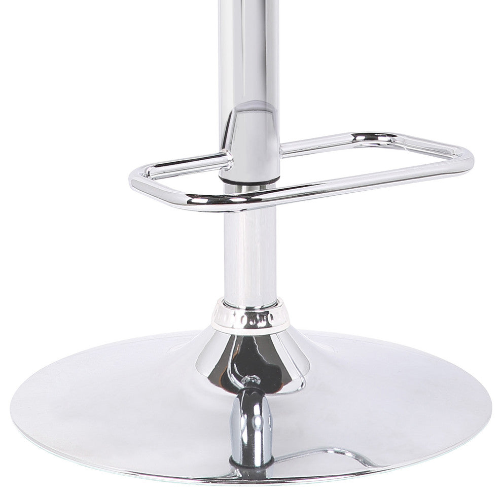 Gray Upholstered Chrome Base Adjustable Bar Stool