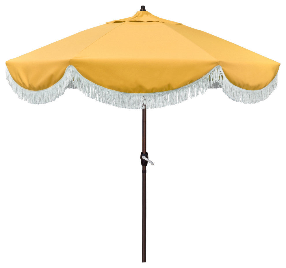 9'' Surfside Patio Umbrella With Fiberglass Ribs and Fringe, Buttercup