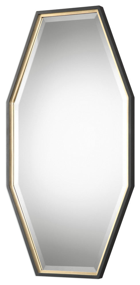 Uttermost Savion Contemporary PU MDF Glass Decorative Mirror in Gold/Espresso