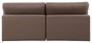 Comfy Upholstered Modular Sofa, Brown, 2-Piece: 2 Armless Chair, Vegan Leather