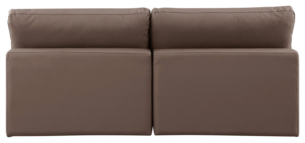 Comfy Upholstered Modular Sofa, Brown, 2-Piece: 2 Armless Chair, Vegan Leather