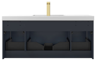 Floating Bathroom Vanity with Sink, Wall Mounted Vanity, Blue, 48" W/ Single Sink