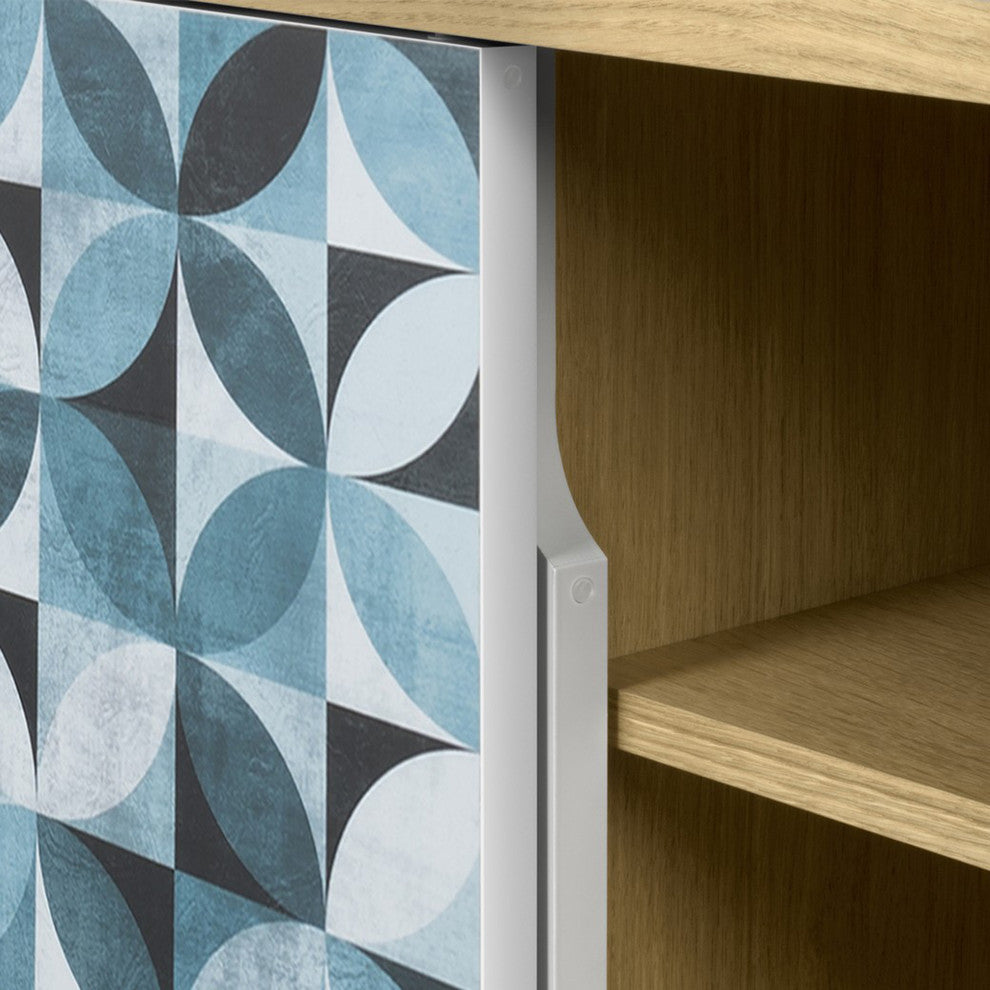 Dann Sideboard Petal Contemporary Art Design, Oak Legs