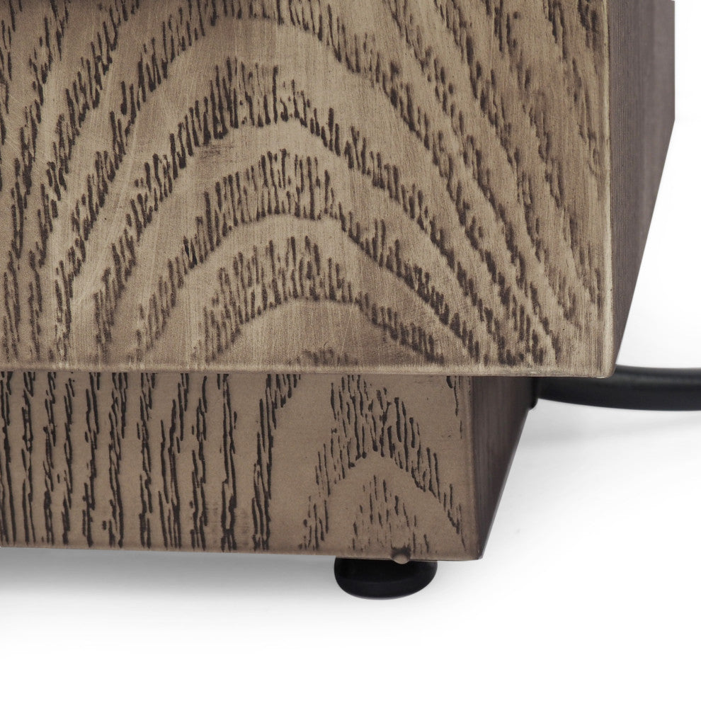 Jasmine Outdoor 50,000 BTU Rectangular Fire Pit, No Tank Holder, Brown Wood Pattern