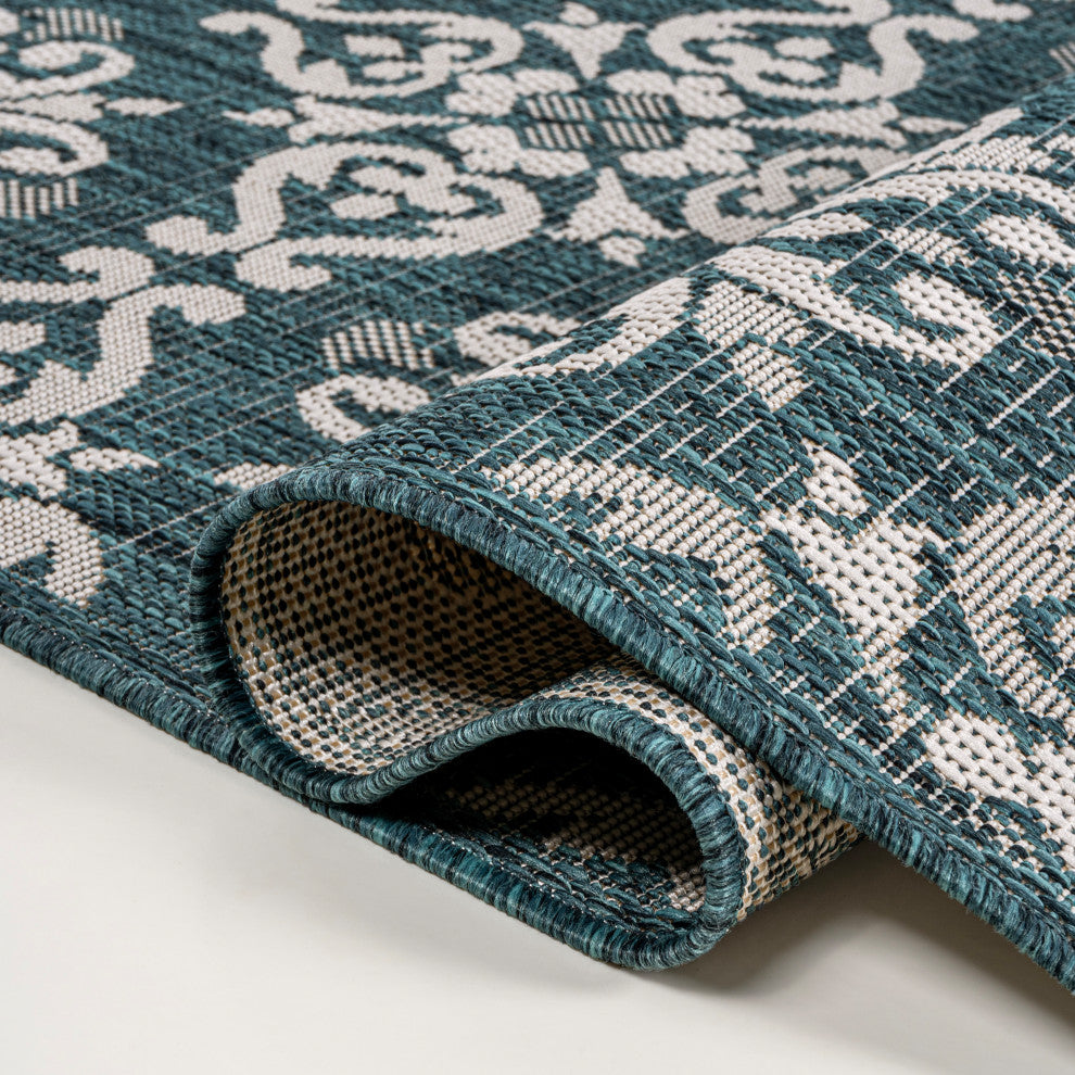 Amora Traditional Mediterranean Tile Design Indoor/Outdoor Area Rug