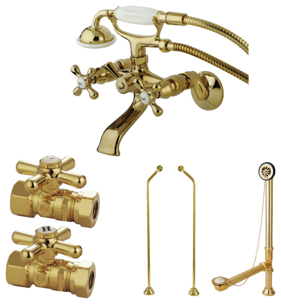 CCK265XD-P Wall Mount Clawfoot Faucet Package, Polished Brass