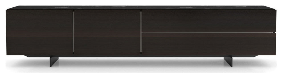 Inverness Media Cabinet in Smoked Oak and Black Marble Ceramic