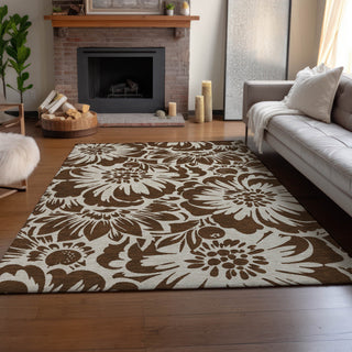 Premium Machine Washable Mayfield AMF551 Brown 3' x 5' Rug