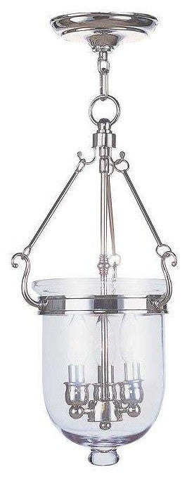 Livex 5063-35 3 Light Polished Nickel Chain Lantern, Polished Nickel