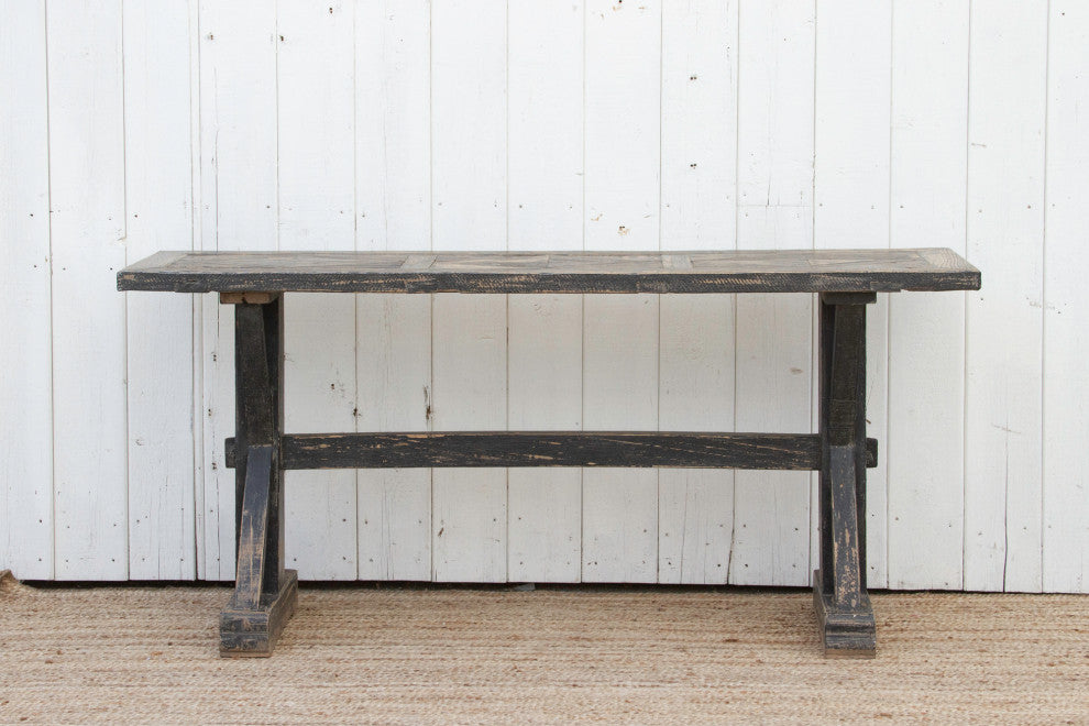French Parquetry Top Console Table