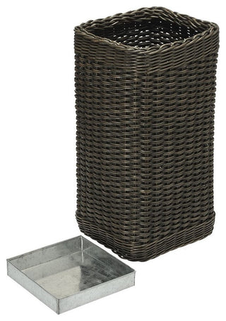 Wicker Umbrella Stand With Water Catch