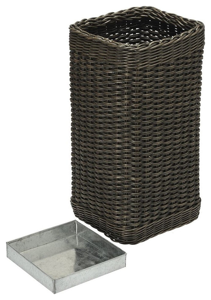 Wicker Umbrella Stand With Water Catch