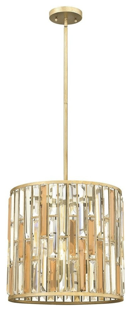 Gemma Stem Hung Foyer Pendant in Silver Leaf