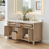 Cerrito Bathroom Vanity, Natural Oak, 60" Double, without Mirror
