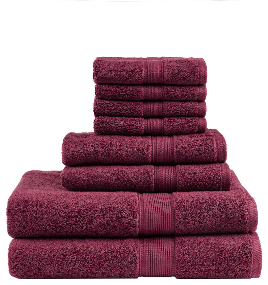 Madison Park Signature 800GSM Antibacterial 8-Piece Bathroom Towel Set, Burgundy