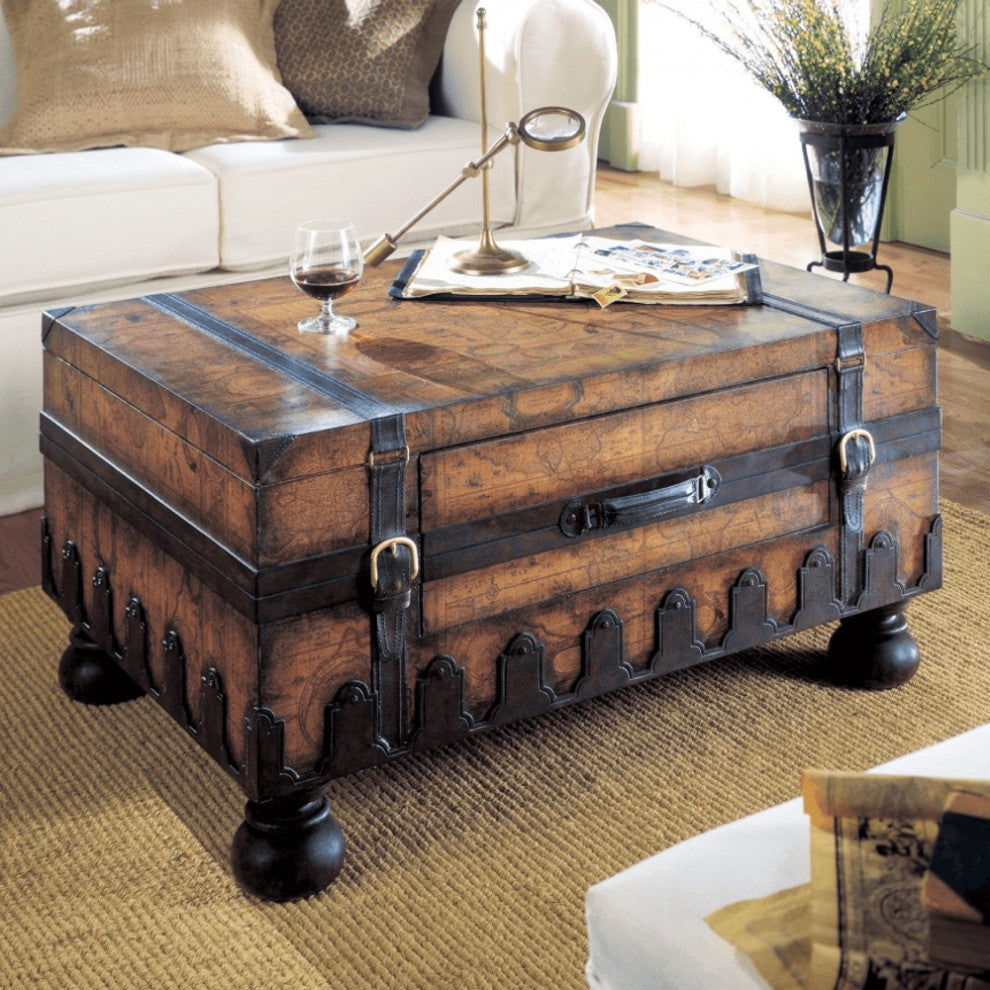 Old World Vintage Style Map Coffee Table