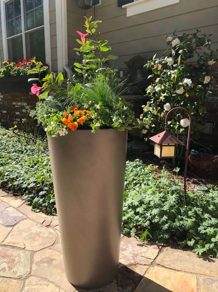 Sonoma Tall Cylinder Planter, Gray, 15"x30"