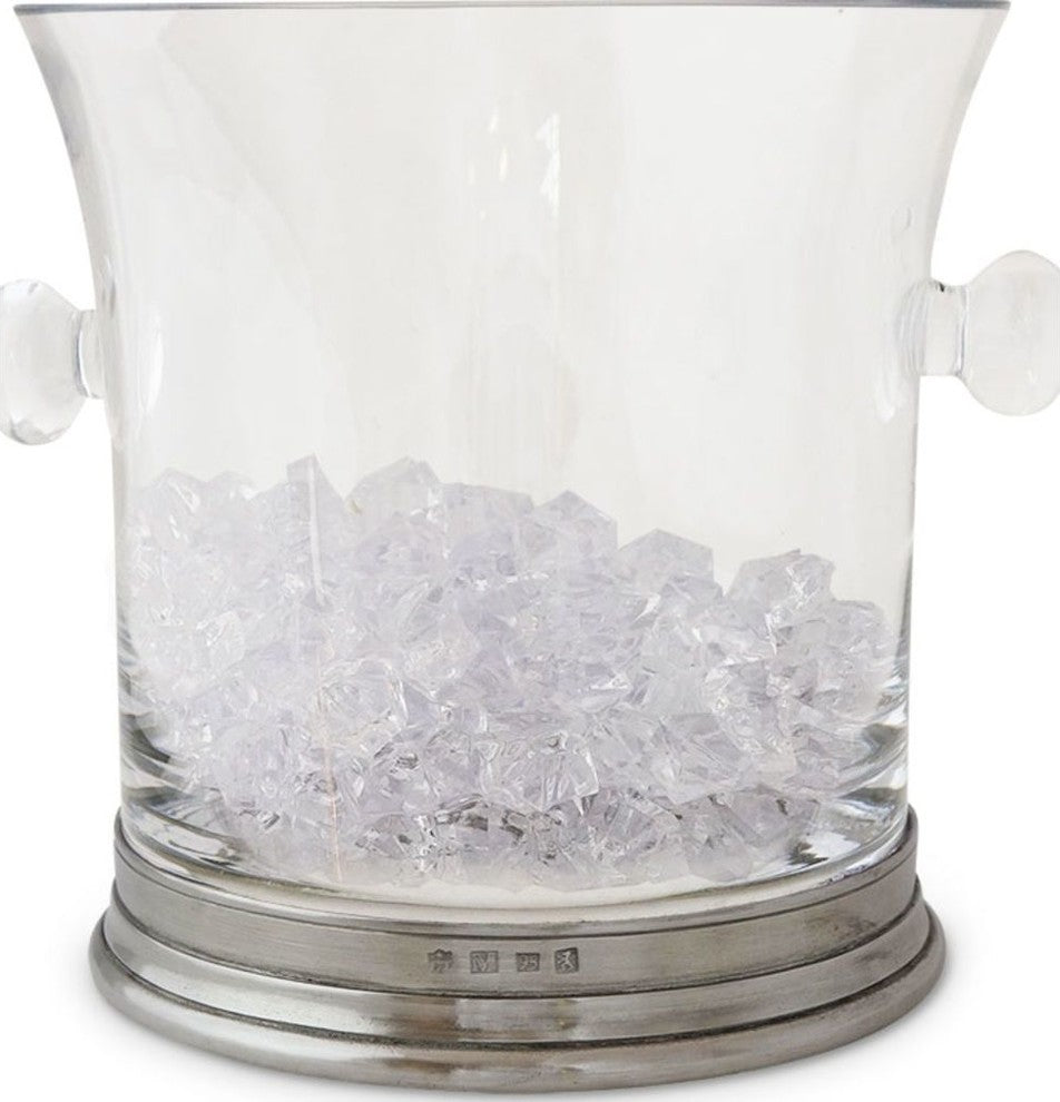 Match Crystal Ice Bucket With Handles, Pewter