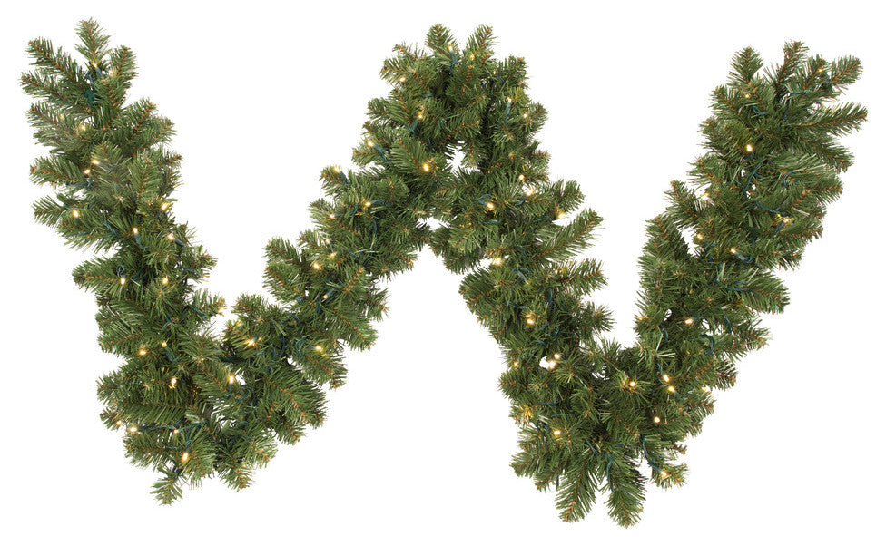Vickerman C164709Led 9'X12" Christmas Garland, Warm White Wide Angle Lights