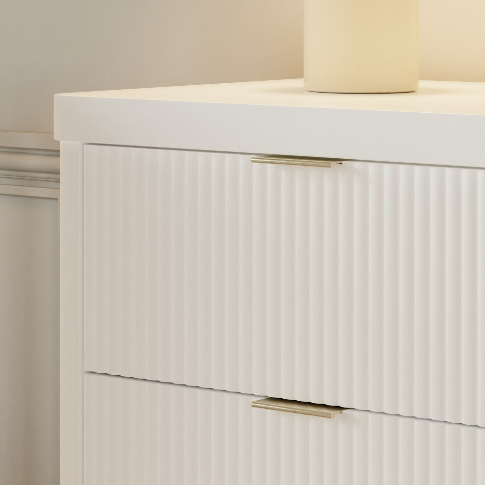Brimsley Tambour 6-Drawer Assembled Dresser, Warm White
