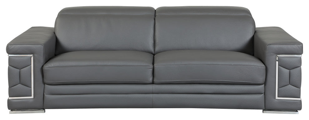 Rome Contemporary Genuine Italian Leather Sofa Dark Gray