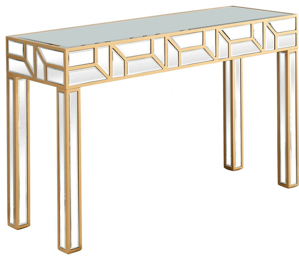 Gold Geometric Console Table
