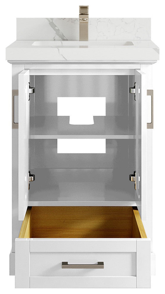 Boston 24 Single Sink Bathroom Vanity, White 2" Calacatta Laza
