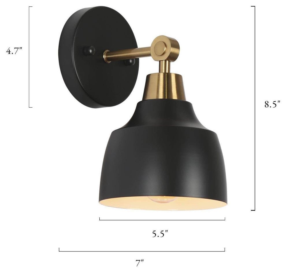 LNC 1-Light Matte Black, Metal Dome Vanity Light, 5.5"