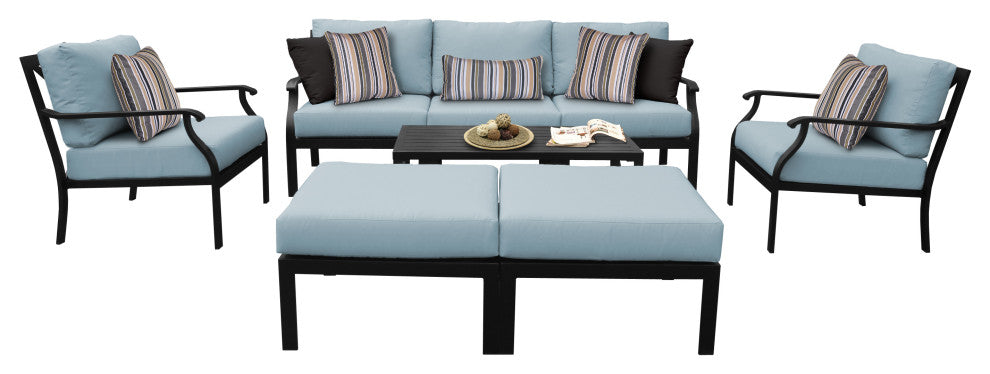 kathy ireland Madison Ave. 8 Piece Aluminum Patio Furniture Set 08c, Tranquil