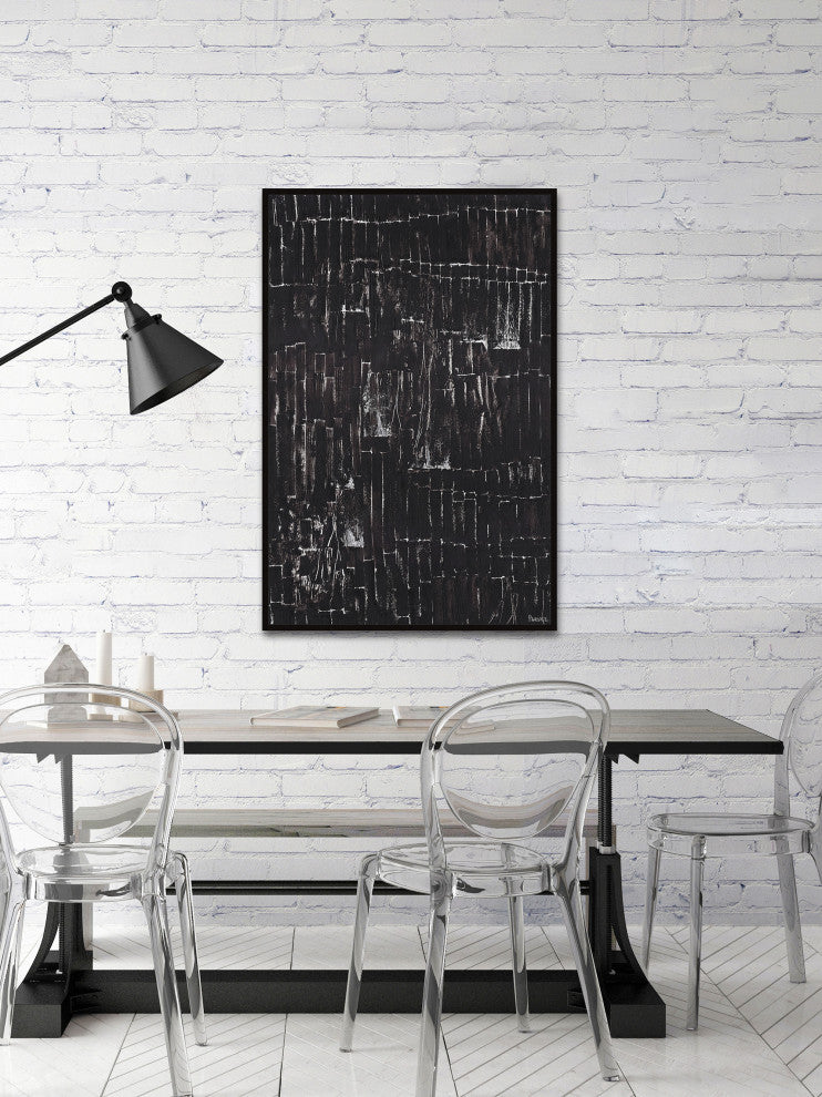 "Closed Curtains" Floater Framed Painting Print on Canvas, 40x60