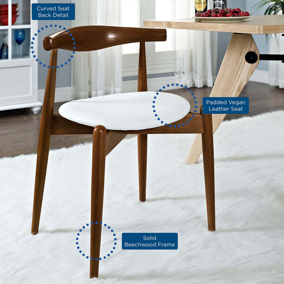 Modern Dark Walnut White Stalwart Dining Side Chairs Set of 2