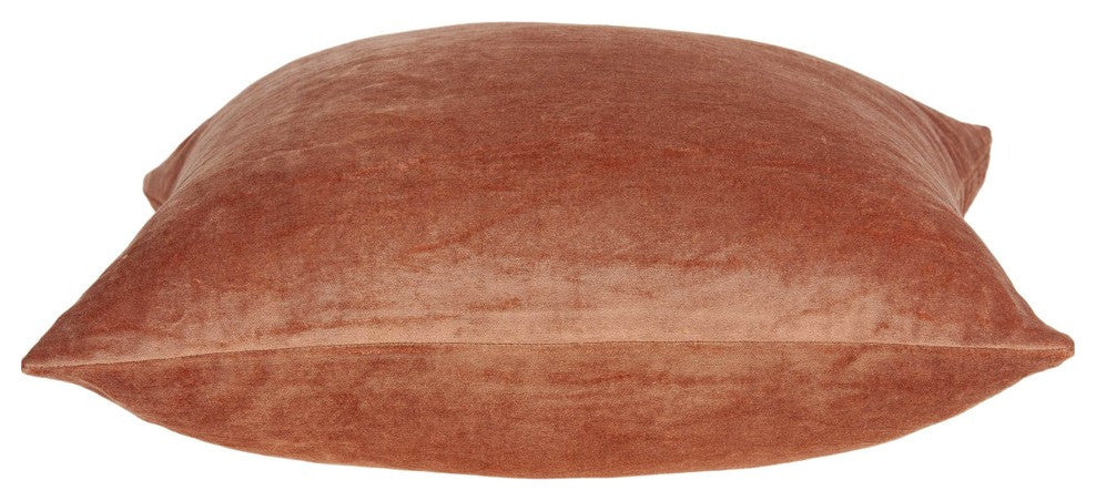 HomeRoots 20" x 7" x 20" Transitional Orange Solid Pillow Cover With Poly Insert