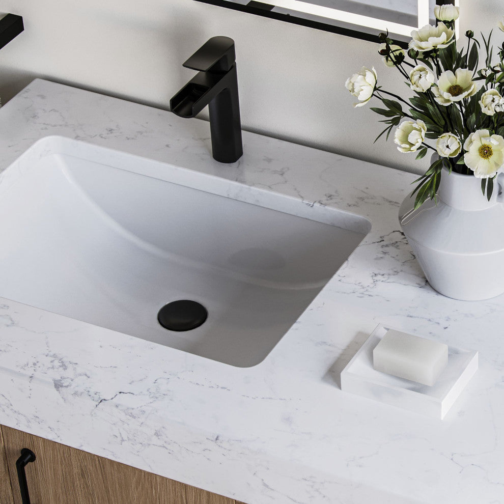 Bahia Bath Vanity, Oak, 60", Matte Black Hardware, Double, Freestanding