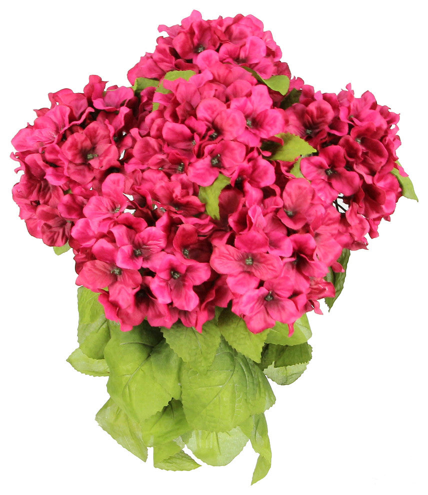 Admired By Nature 7-Stem Artificial Full Blooming Stain Hydrangea, Magenta