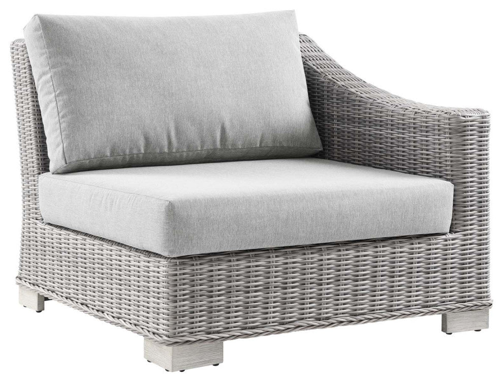 Conway Outdoor Patio Wicker Rattan Right-Arm Chair Light Gray Gray -4846