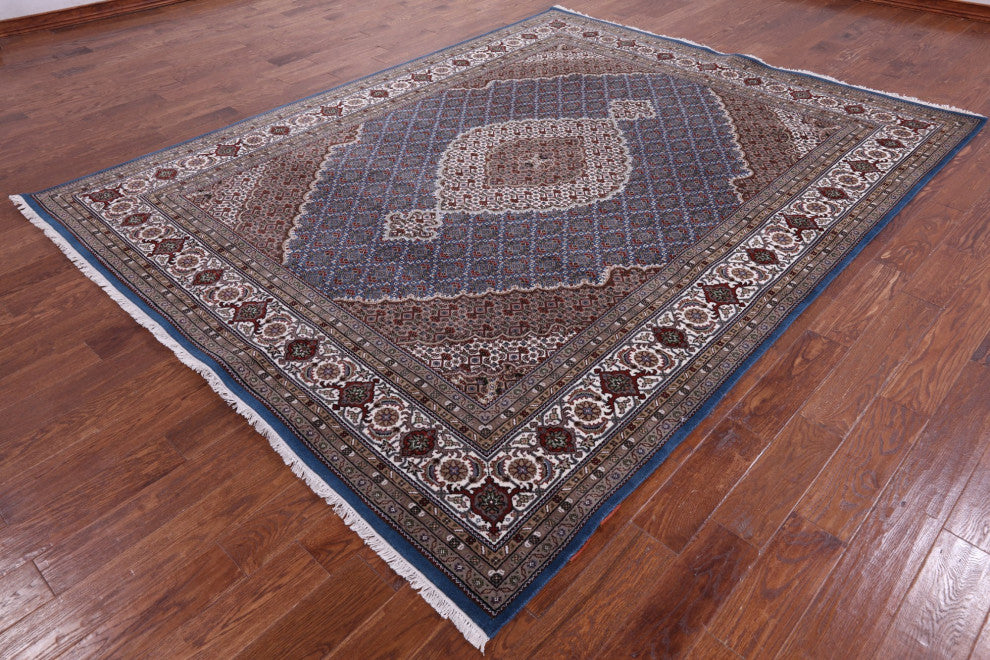 8' 0" X 10' 2" Wool and Silk Persian Tabriz Handmade Rug Q8909