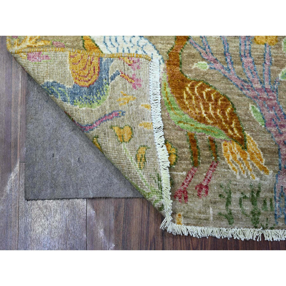 Smoke Gray Afghan Peshawar Wool Hand Knotted Oriental Rug, 3'1"x5'1"