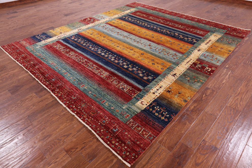 Tribal Persian Gabbeh Handmade Rug 8' 3" X 9' 2" Q5317
