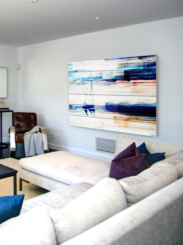 "Aegean Sea" UV Ink Print on White Wood60"x40", 60"x40"
