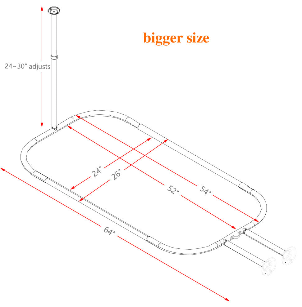 Utopia Alley Rustproof Aluminum Hoop Shower Rod With Ceiling Support for Clawfoo