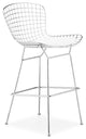 Chromed Steel Wire Frame Bar Height Chair, Single Pack, White Seat