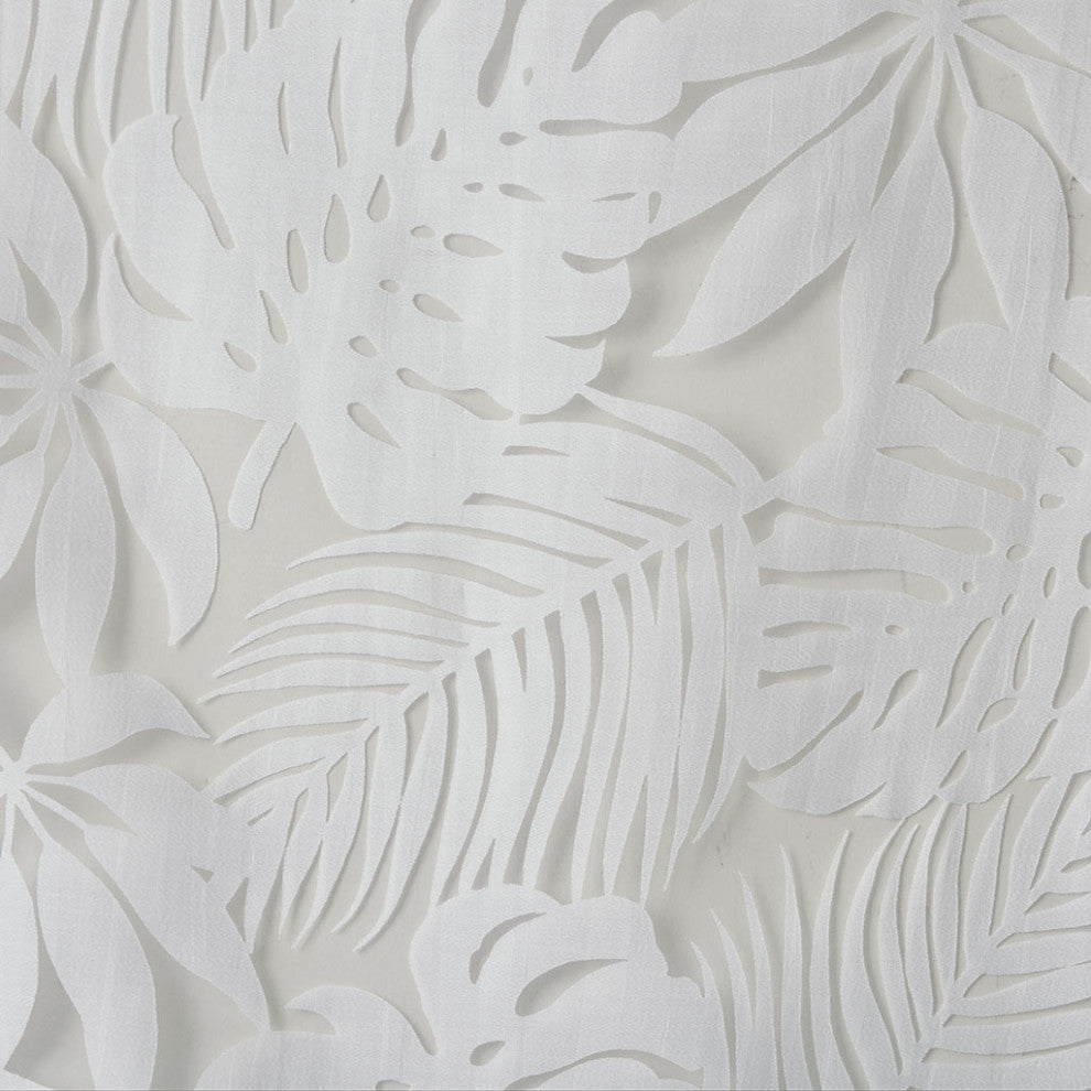 Madison Park Leilani Palm Leaf Burnout Window Sheer, White