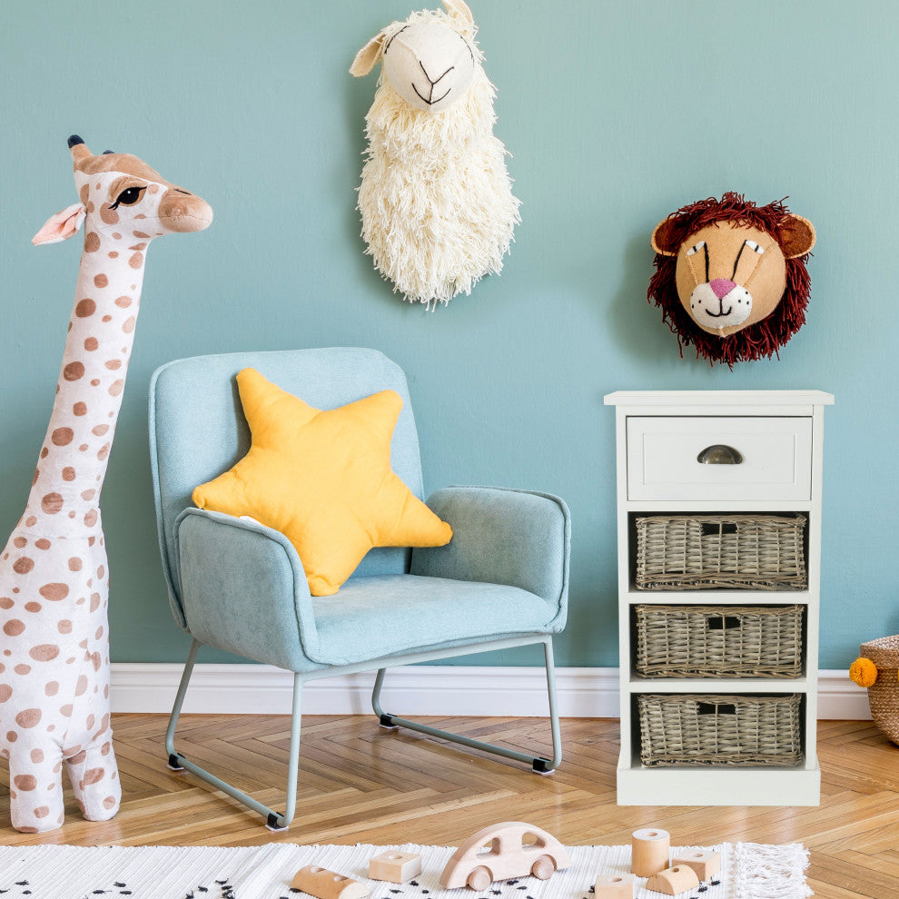 Hamptons Accent Nightstand Inset With 3 Baskets