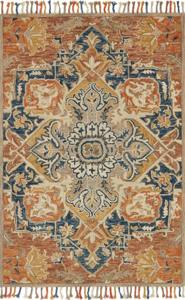Zharah Rug, Rust/Blue, 7'9"x9'9"