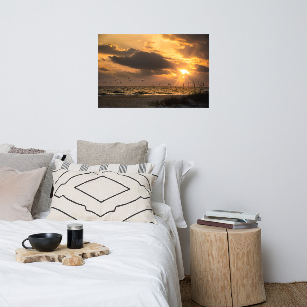Seaside Themed Wall Art: Anna Maria Island Cloudy Beach Sunset 1 Print, 24" X 36"