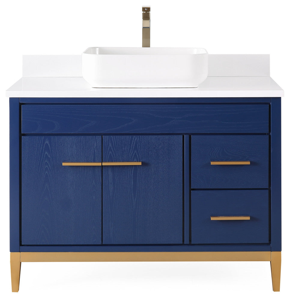 42" Tennant Brand Modern Style Blue Beatrice Vessel Sink Bathroom Vanity