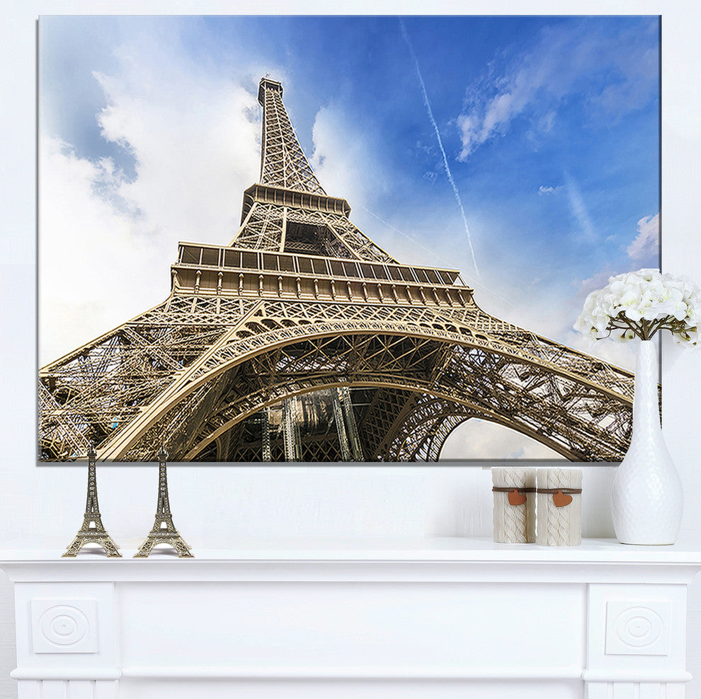 "Fantastic View of Paris Eiffel Tower From Ground" Wall Art, 60"x28", 1 Panel