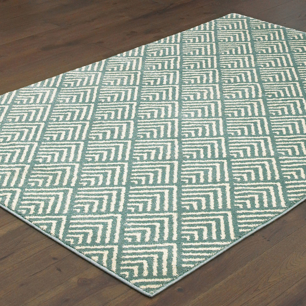 Oriental Weavers Carson Blue/ Ivory Geometric Indoor Area Rug 7'10"X10'