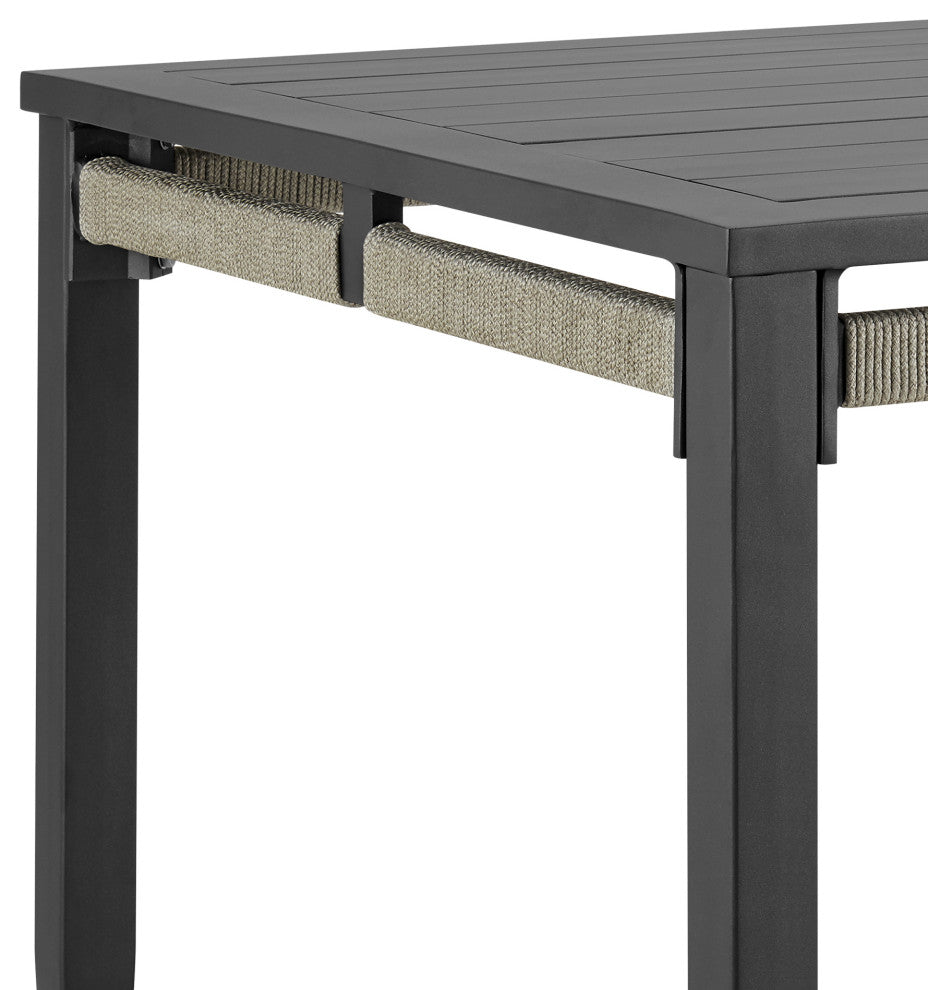 Zella Outdoor Patio 5-Piece Dining Set, Aluminum Light Gray Rope/Cushions