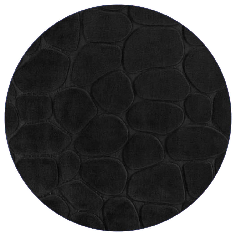Bath Rug Memory Foam Mat 3D Pebble Black 32"L x 20"W, Black, Runner Mat 48l